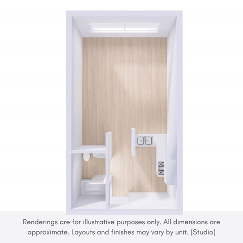 Floor plan for studio, 1 bath, 550 sqft